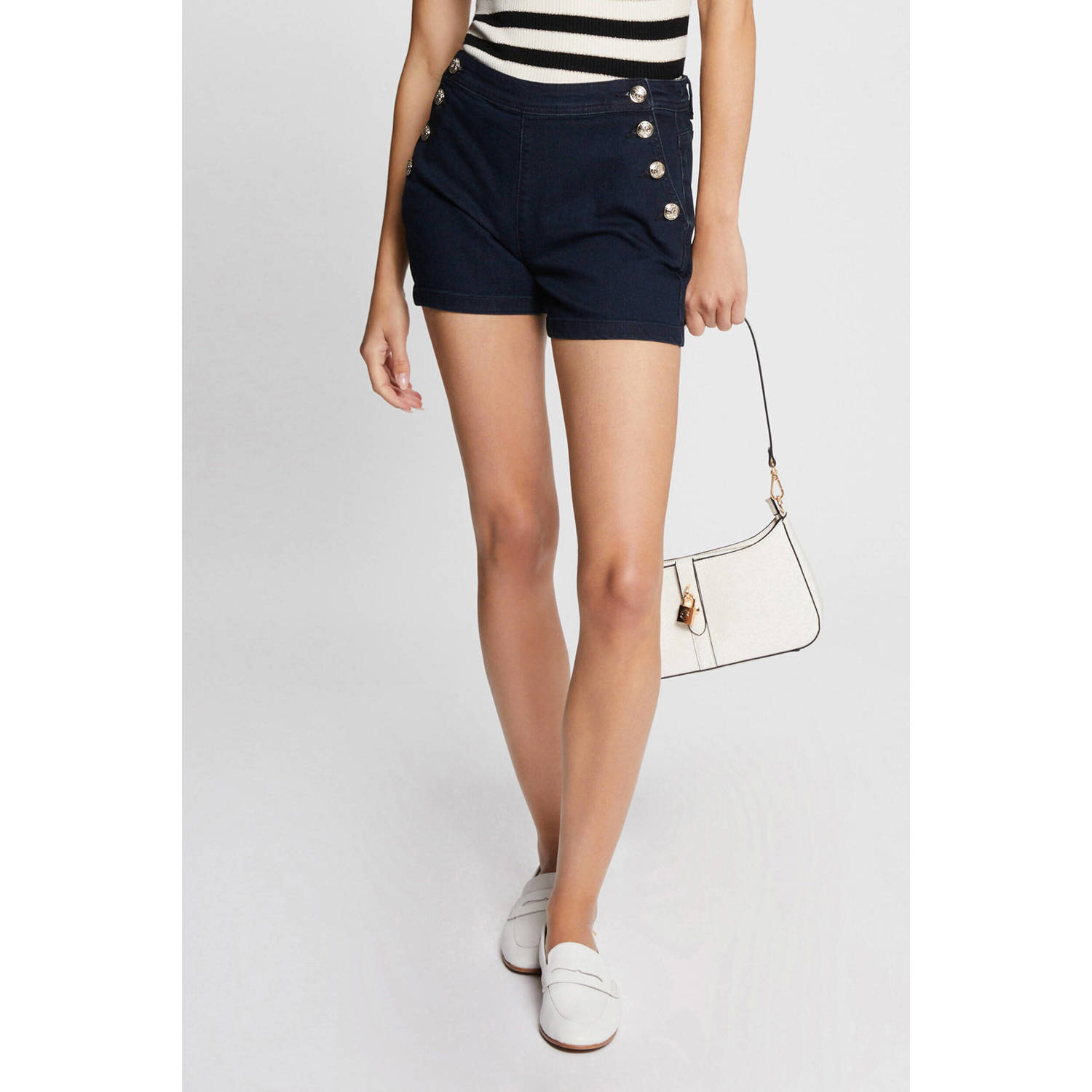 Morgan regular fit denim short dark blue denim