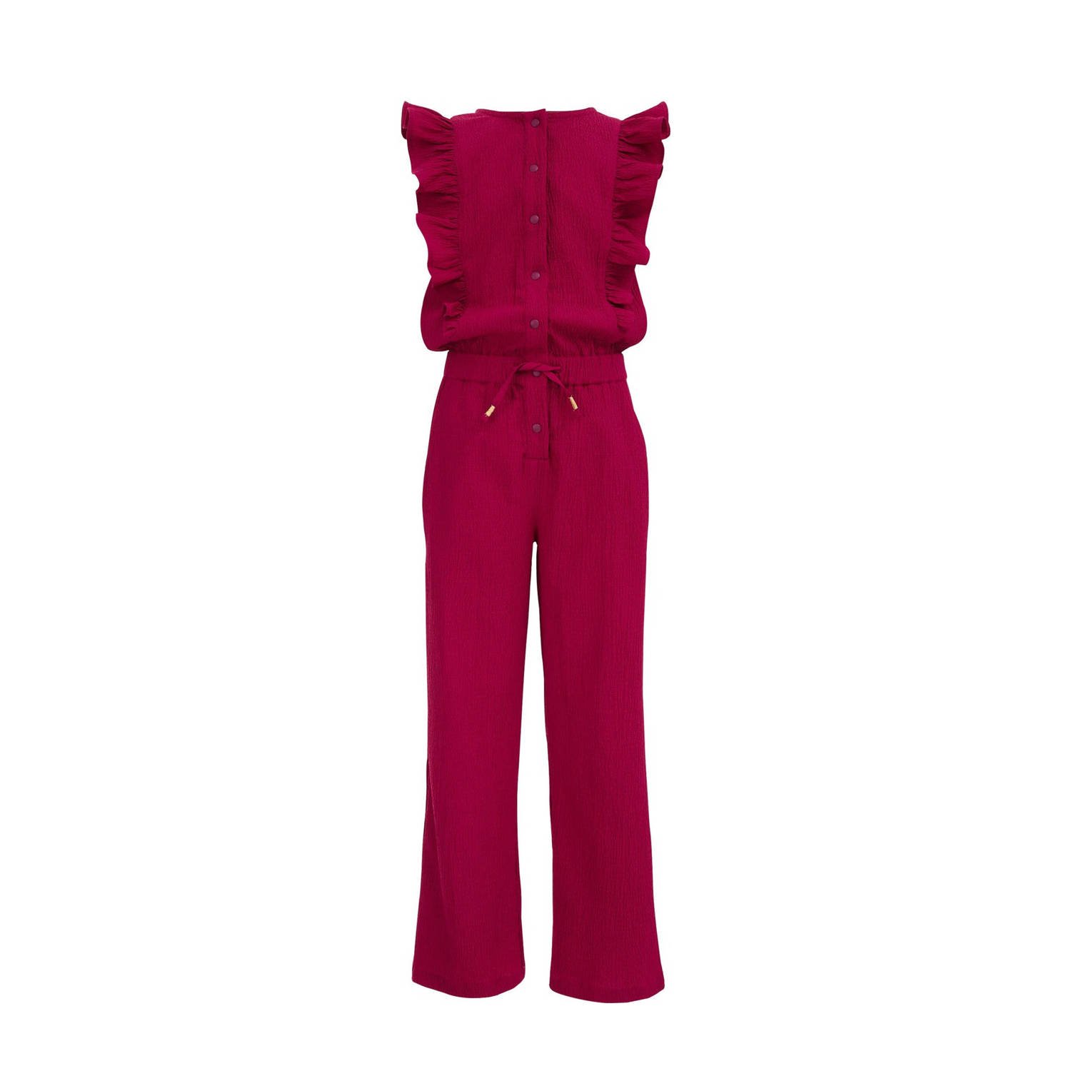 WE Fashion jumpsuit bordeaux rood Paars Meisjes Gerecycled polyester Ronde hals 116