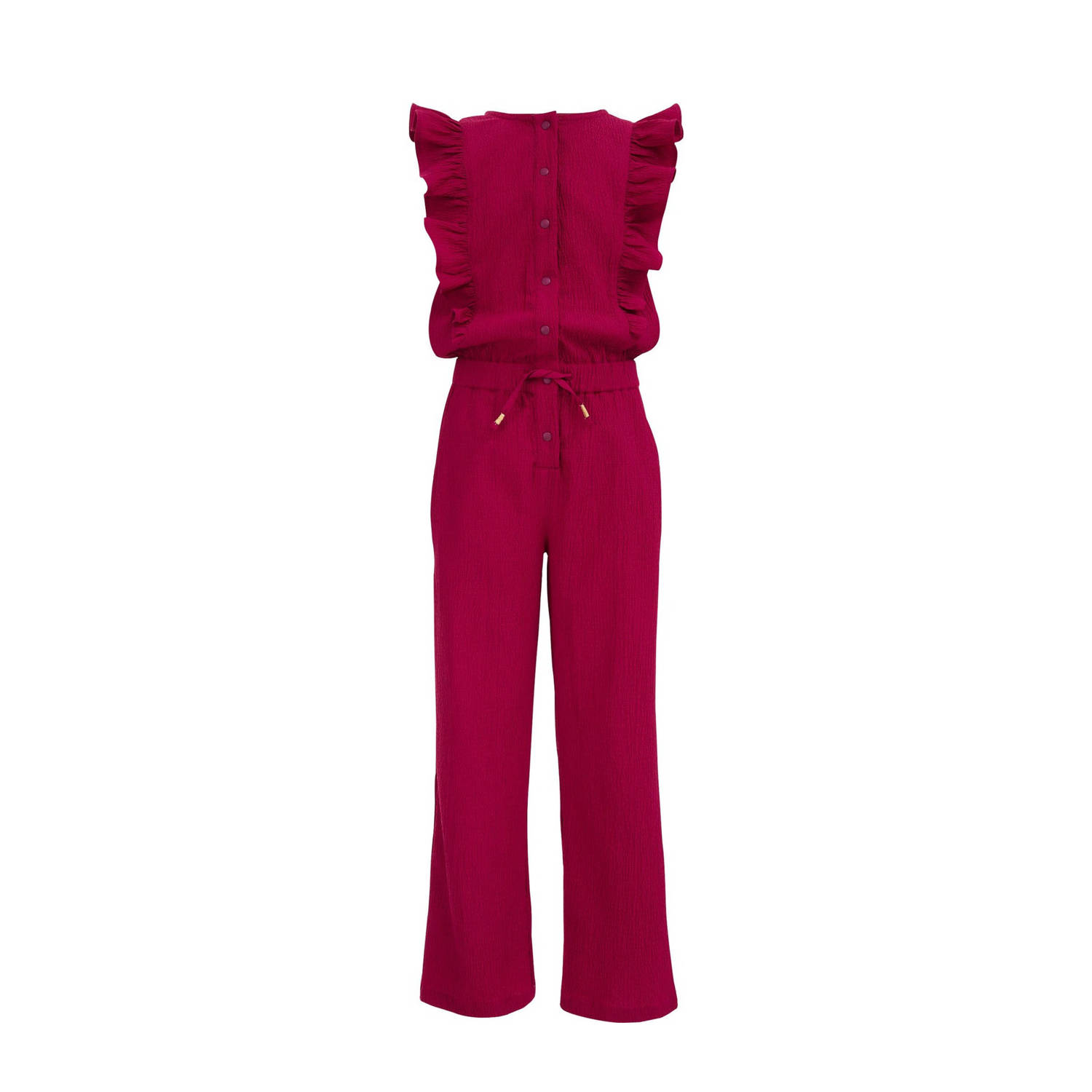 WE Fashion jumpsuit bordeaux rood Paars Meisjes Gerecycled polyester Ronde hals 116