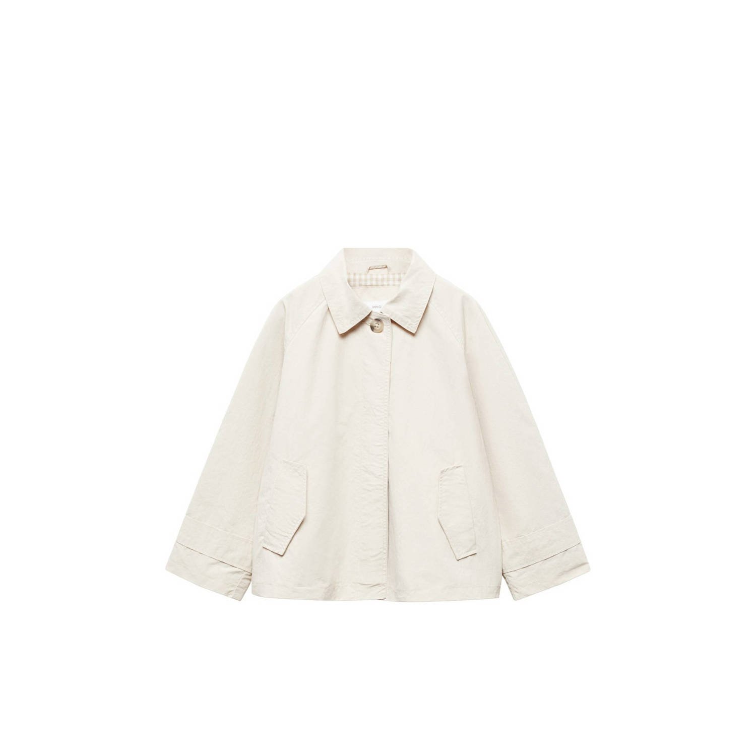 Mango Kids zomerjas lichtbeige Meisjes Polyamide Klassieke kraag Effen 128