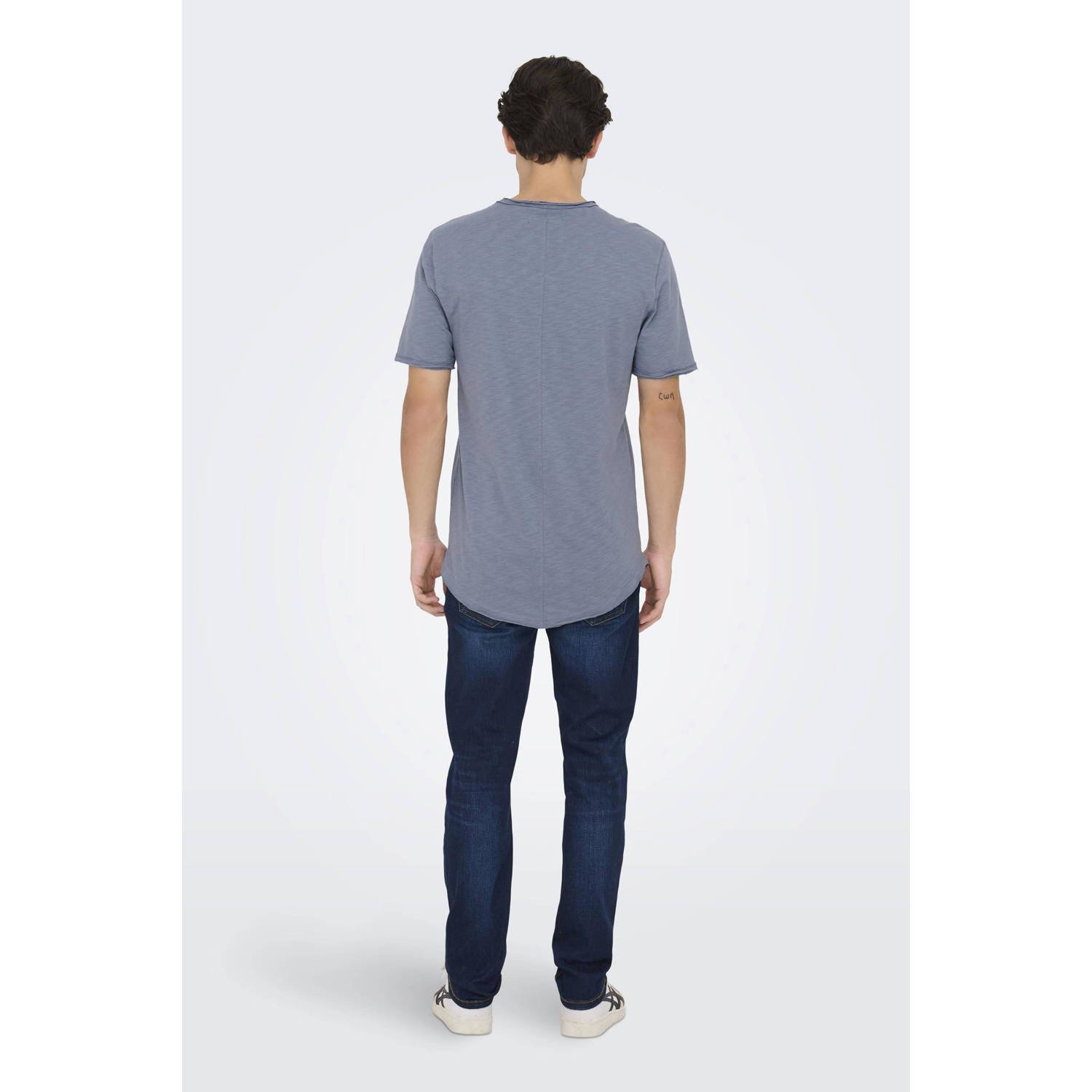 ONLY & SONS gemeleerd regular fit T-shirt ONSBENNE blauw