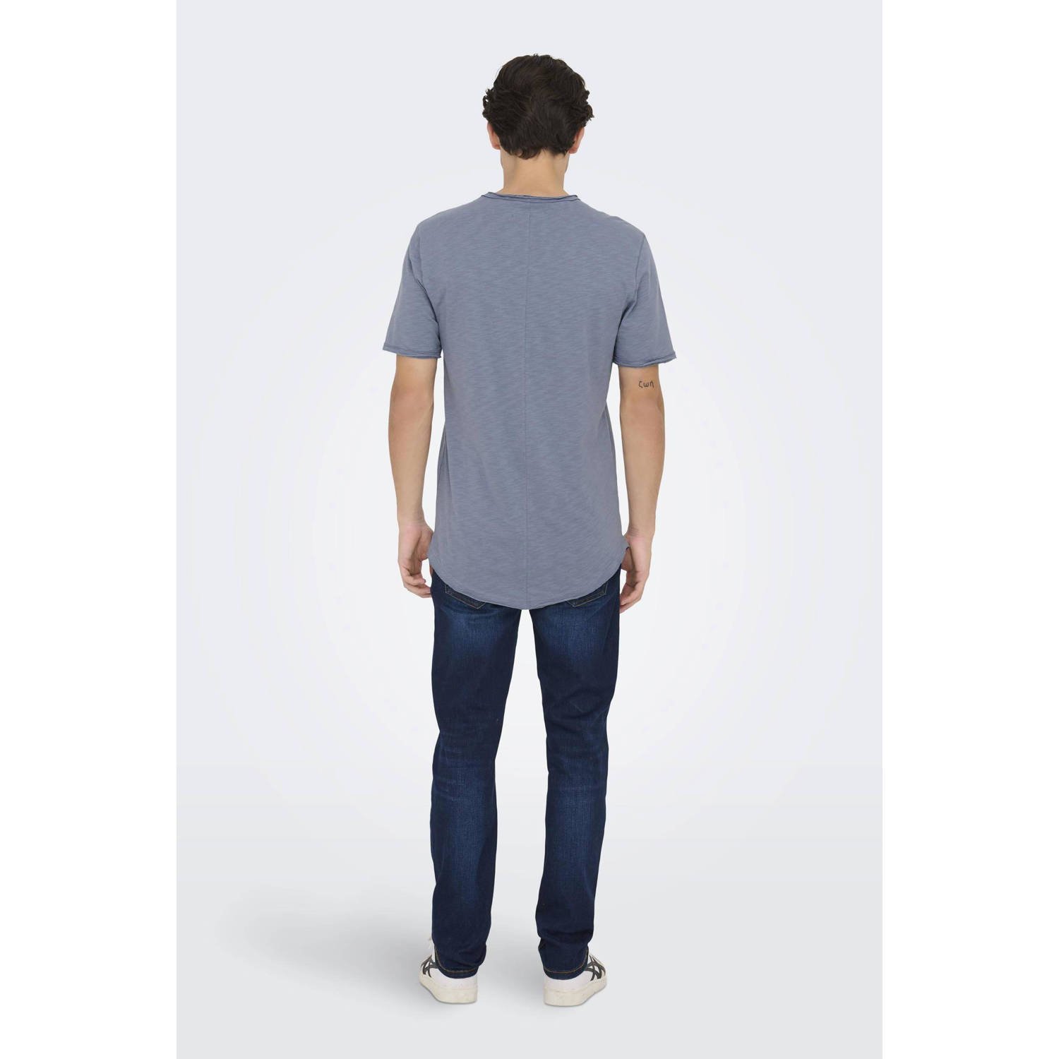 ONLY & SONS gemêleerd regular fit T-shirt ONSBENNE blauw