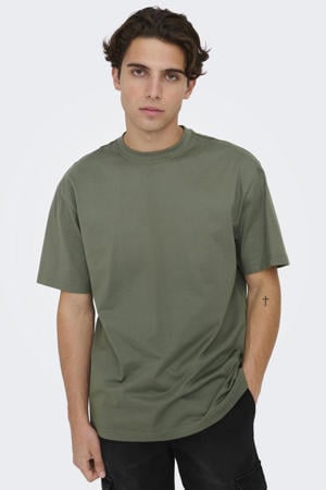 relaxed T-shirt donkergroen