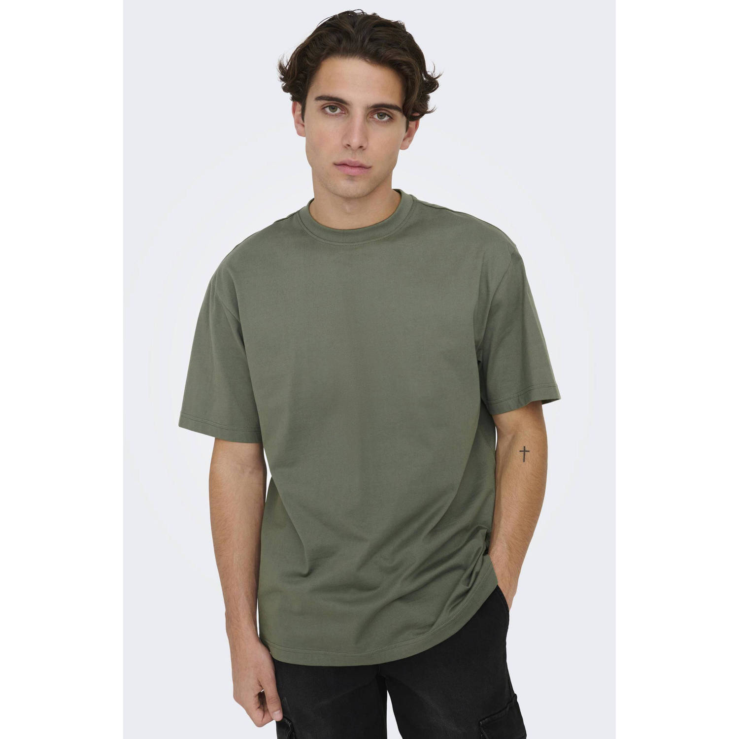 ONLY & SONS oversized T-shirt ONSFRED castor gray