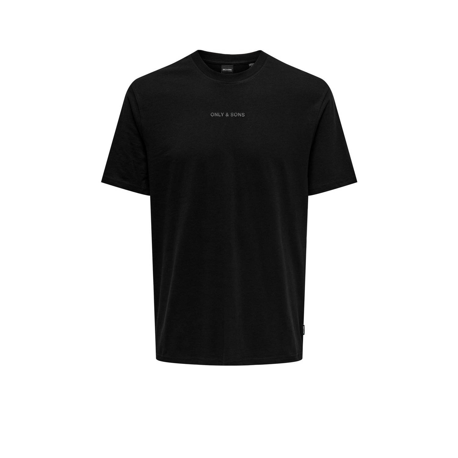 ONLY & SONS oversized T-shirt ONSLEVI met logo zwart