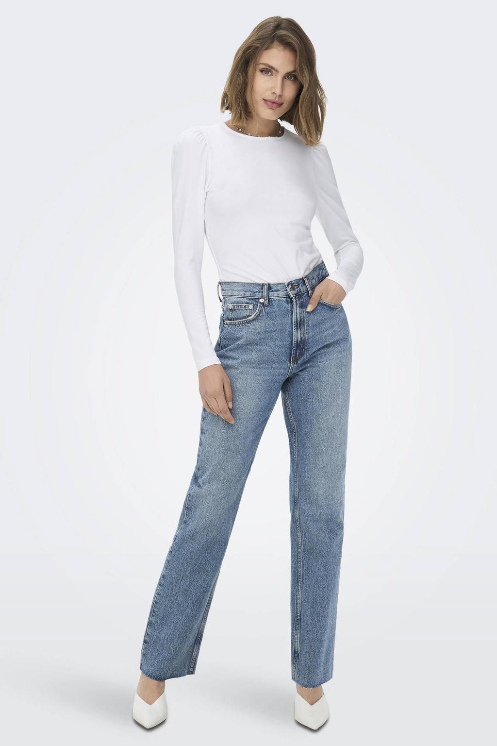 ONLY high waist straight leg jeans ONLRILEY light blue denim