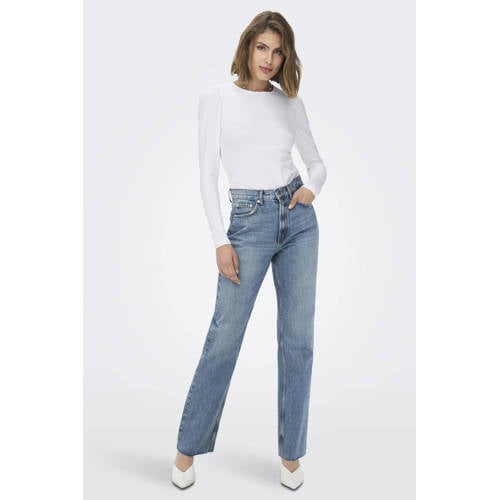 ONLY high waist straight leg jeans ONLRILEY light blue denim afbeelding