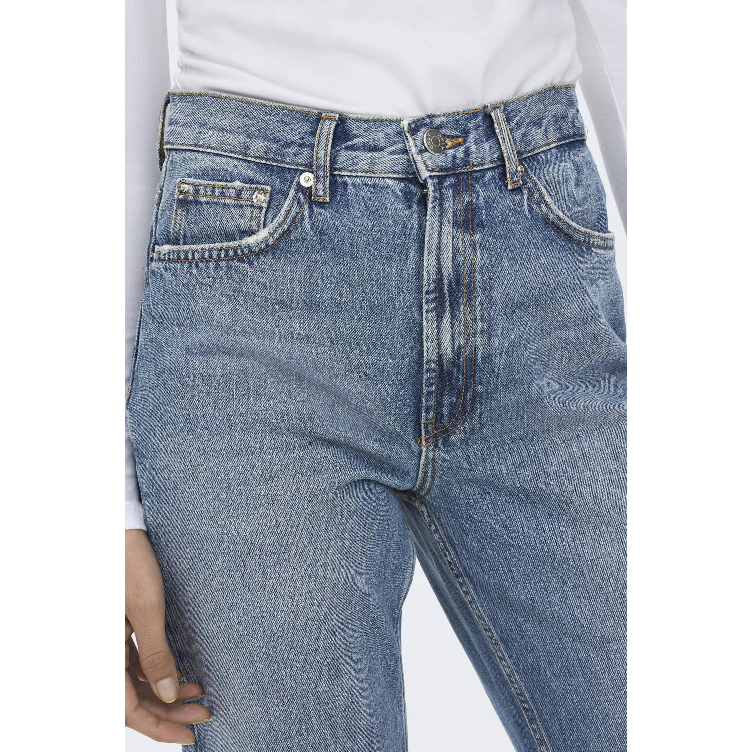 ONLY high waist straight leg jeans ONLRILEY light blue denim