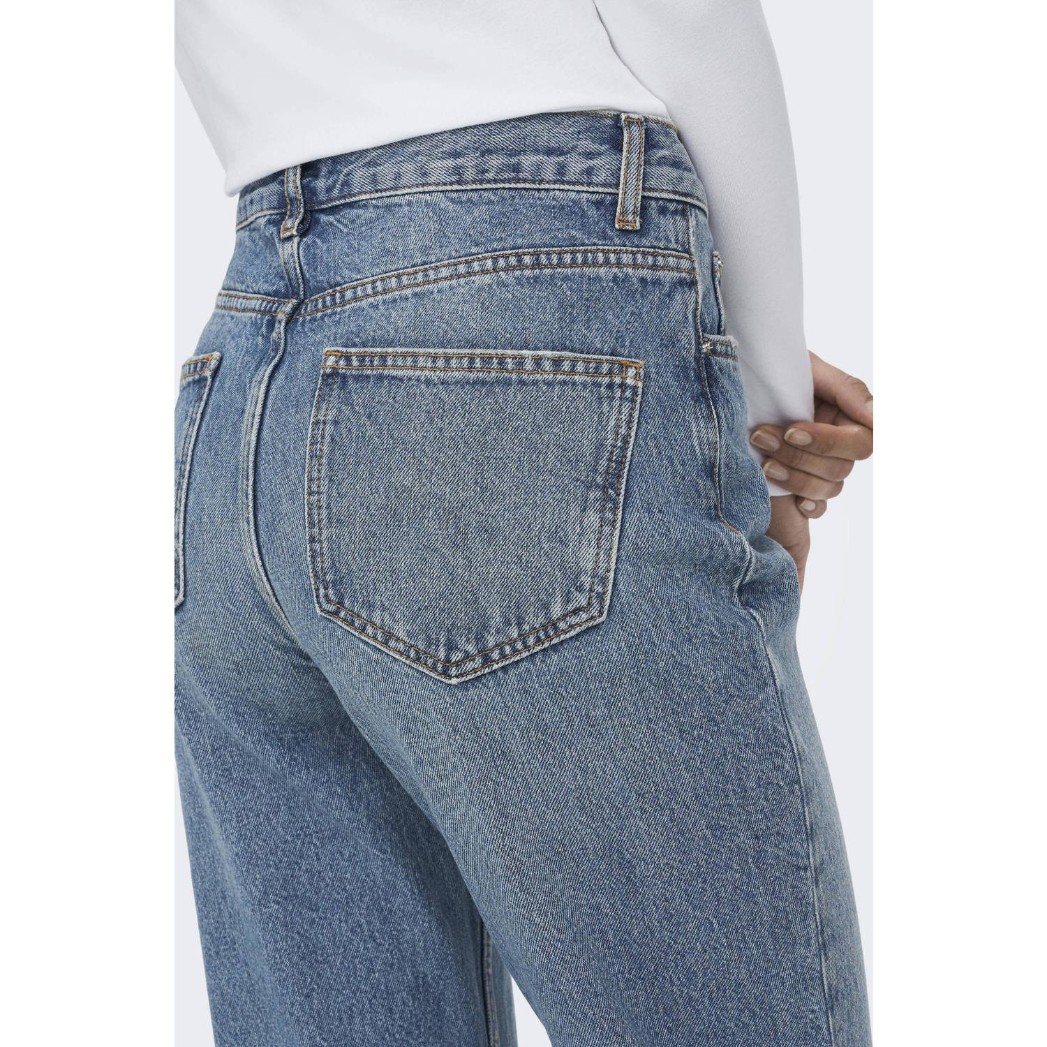 ONLY high waist straight jeans ONLRILEY light blue denim