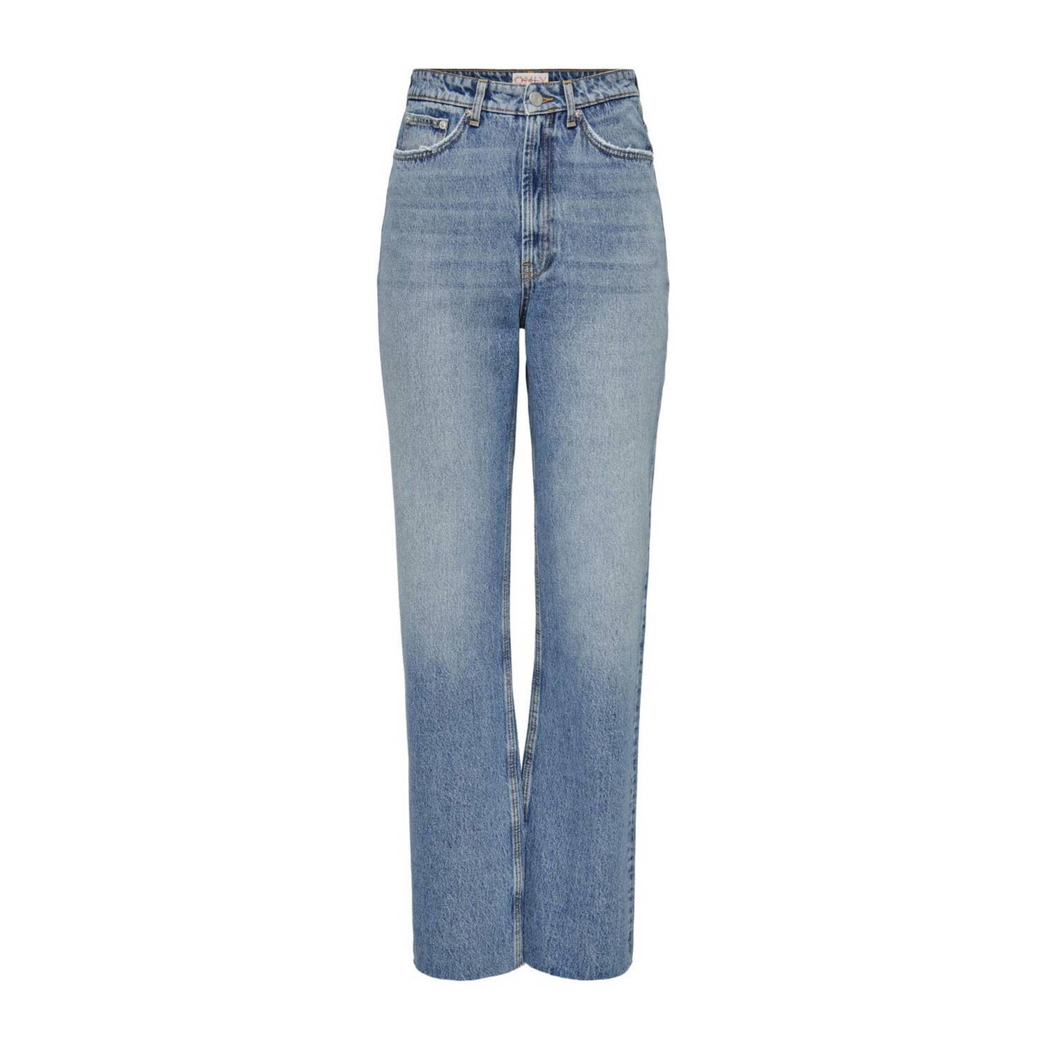 ONLY high waist straight leg jeans ONLRILEY light blue denim