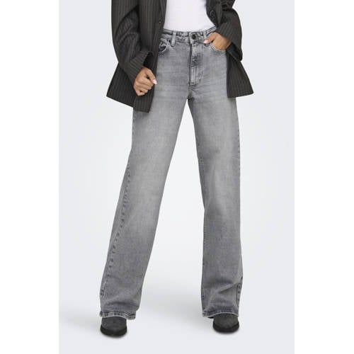 ONLY high waist wide leg jeans ONLJUICY grey denim afbeelding