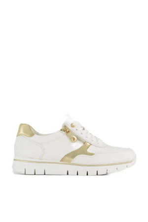 leren sneakers wit/goud