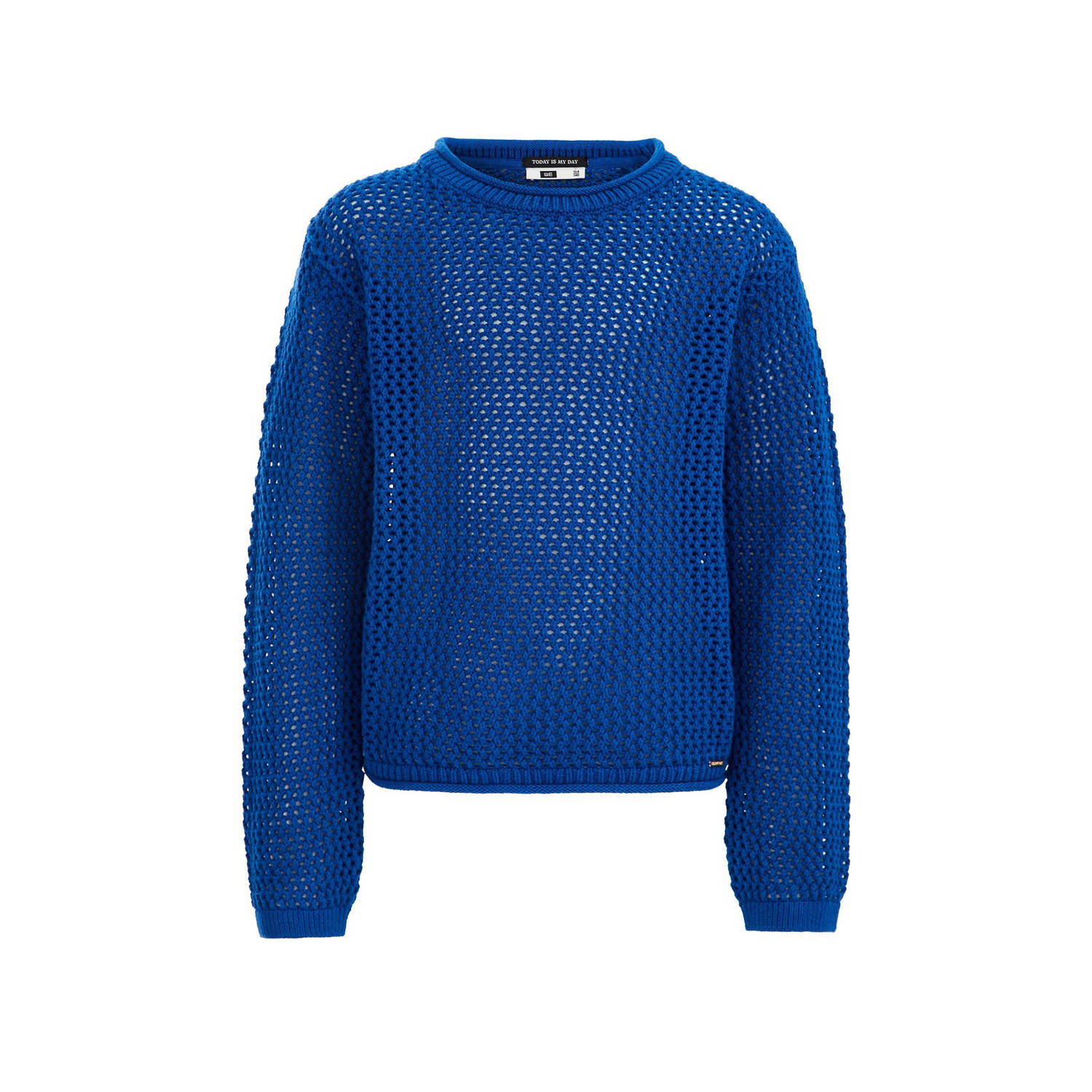 WE Fashion trui blauw Meisjes Katoen Ronde hals Effen 110 116