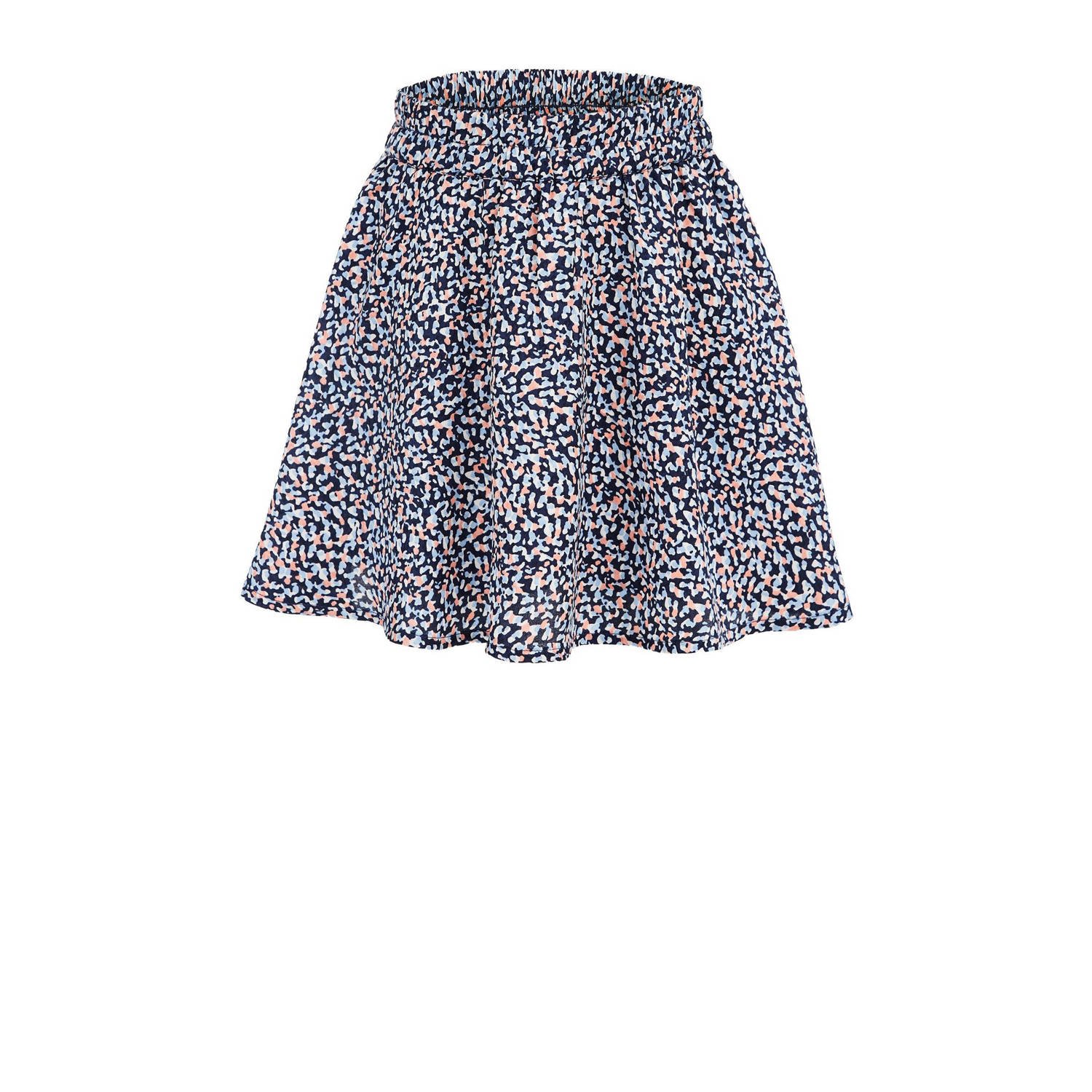 WE Fashion rok met all over print donkerblauw