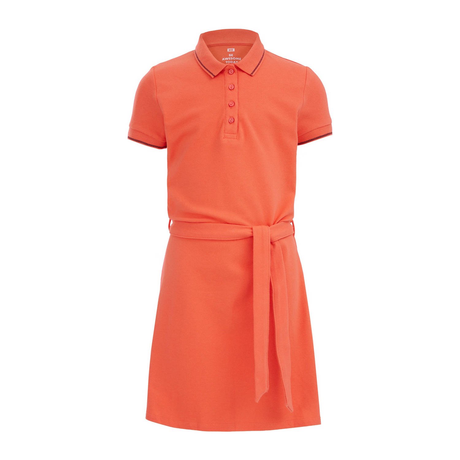 WE Fashion T-shirtjurk oranje Meisjes Katoen Polokraag Effen 110 116