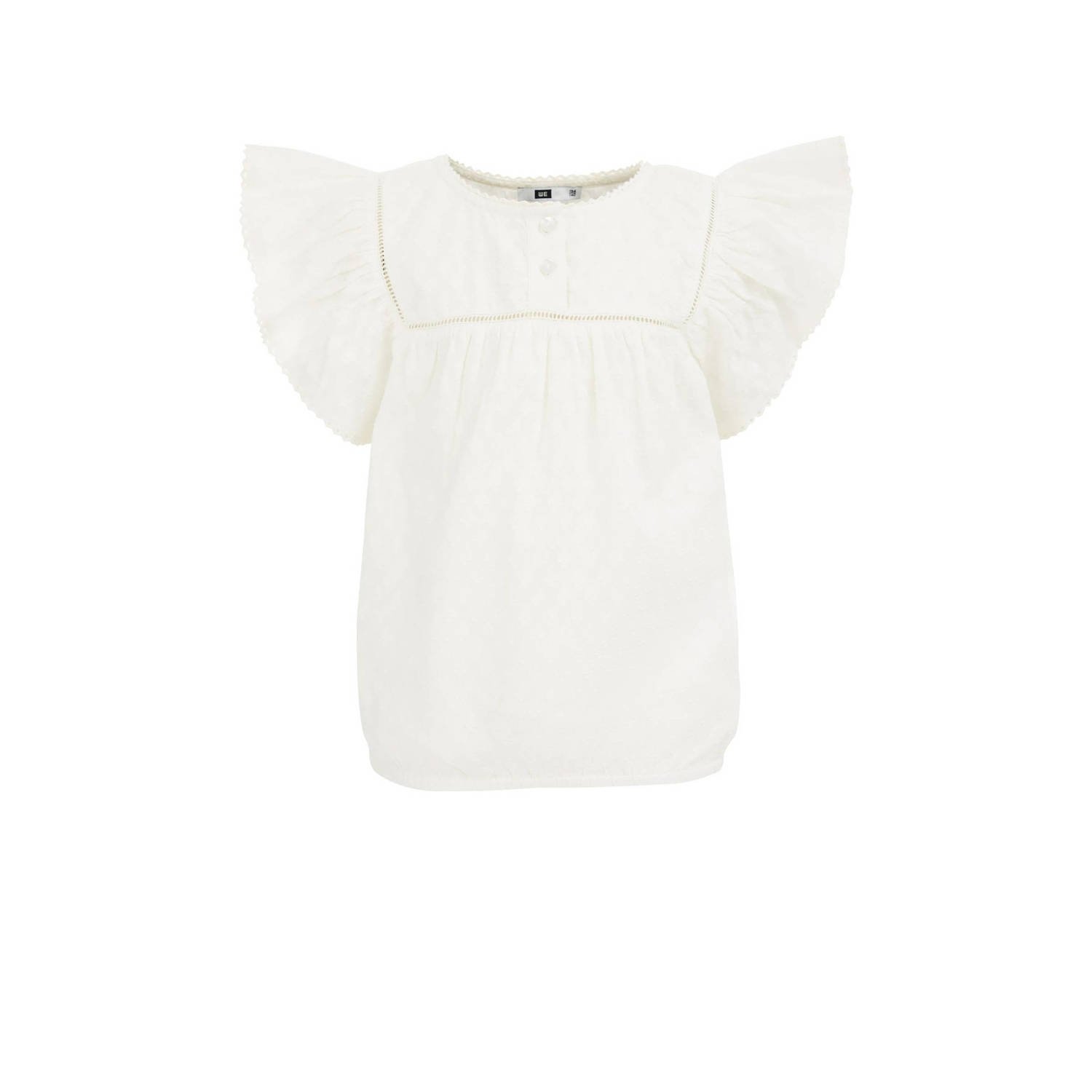 WE Fashion top wit Meisjes Katoen Ronde hals Effen 122 128
