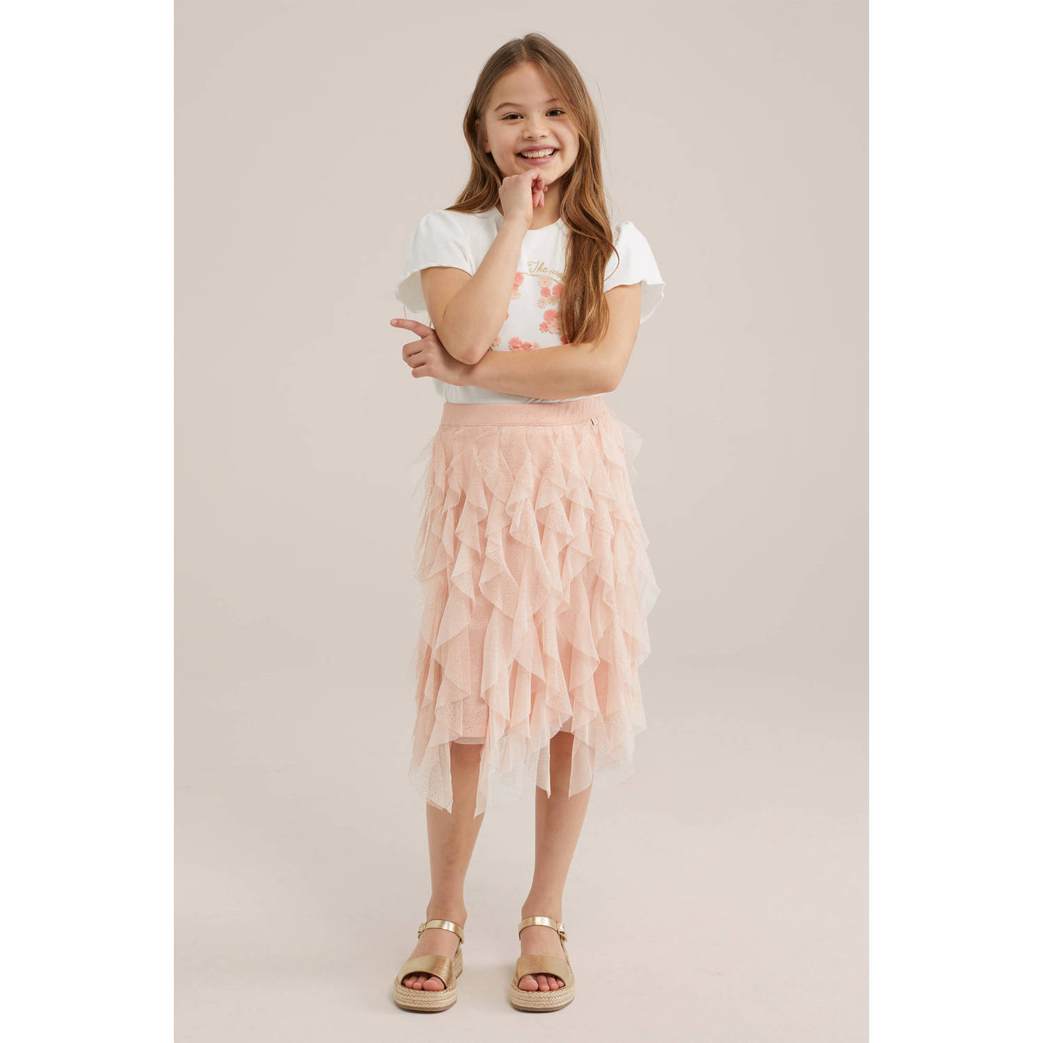 WE Fashion semi-transparante rok lichtroze