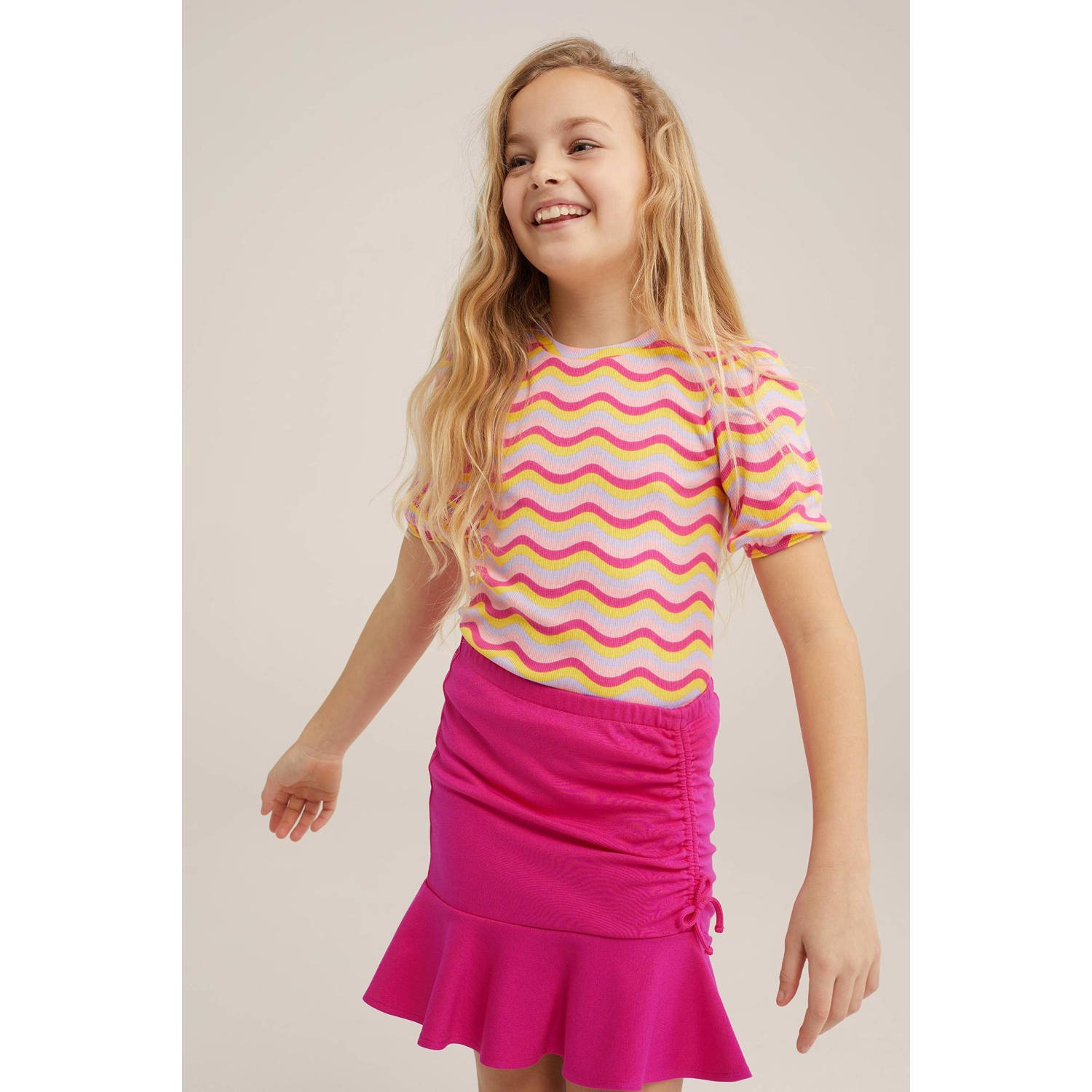 WE Fashion gestreept T-shirt roze
