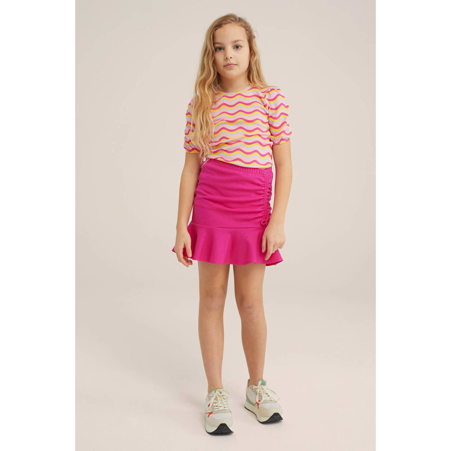 WE Fashion gestreept T-shirt roze