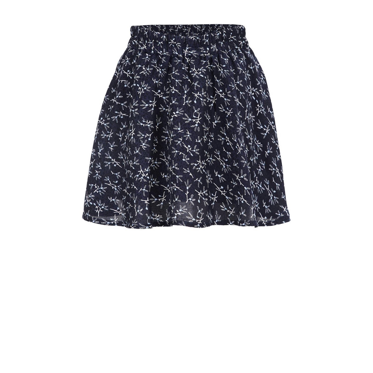 WE Fashion skort met all over print donkerblauw Rok Meisjes Polyester All over print 110 116