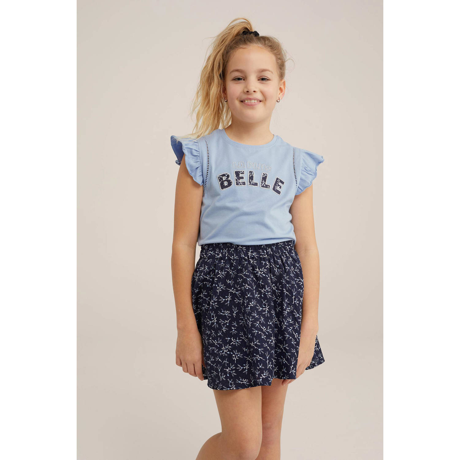 WE Fashion T-shirt met tekst blauw