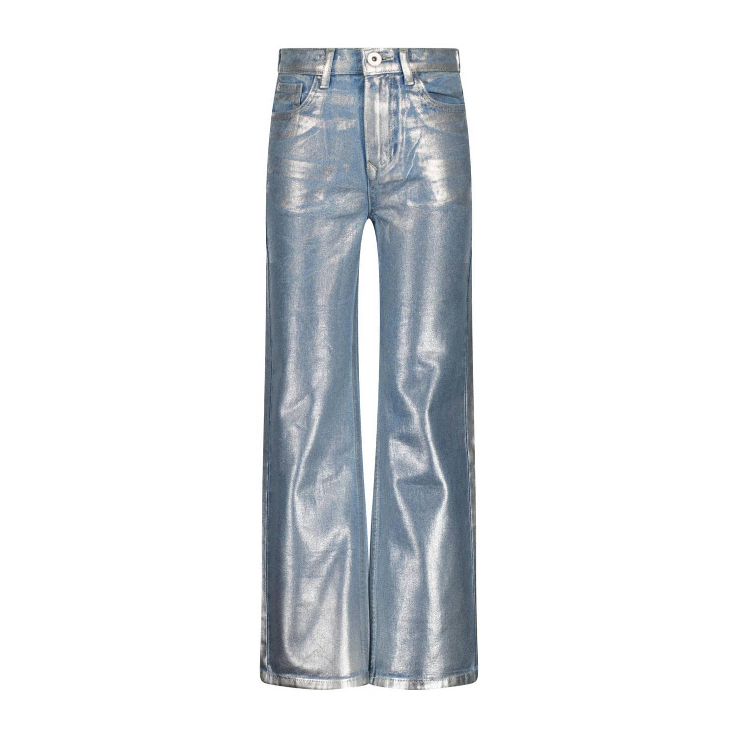 VINGINO metallic wide leg jeans Cato Metallic denim Blauw Effen 104