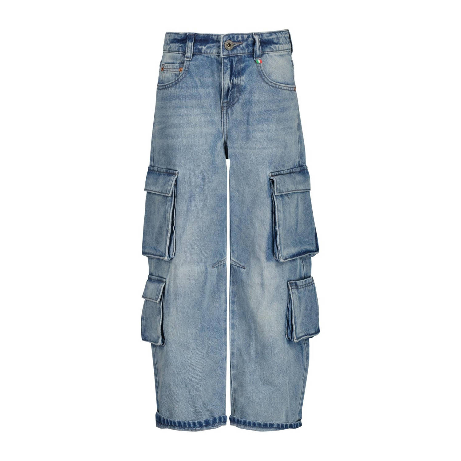 VINGINO loose fit jeans Kit old vintage Blauw Denim Effen 110
