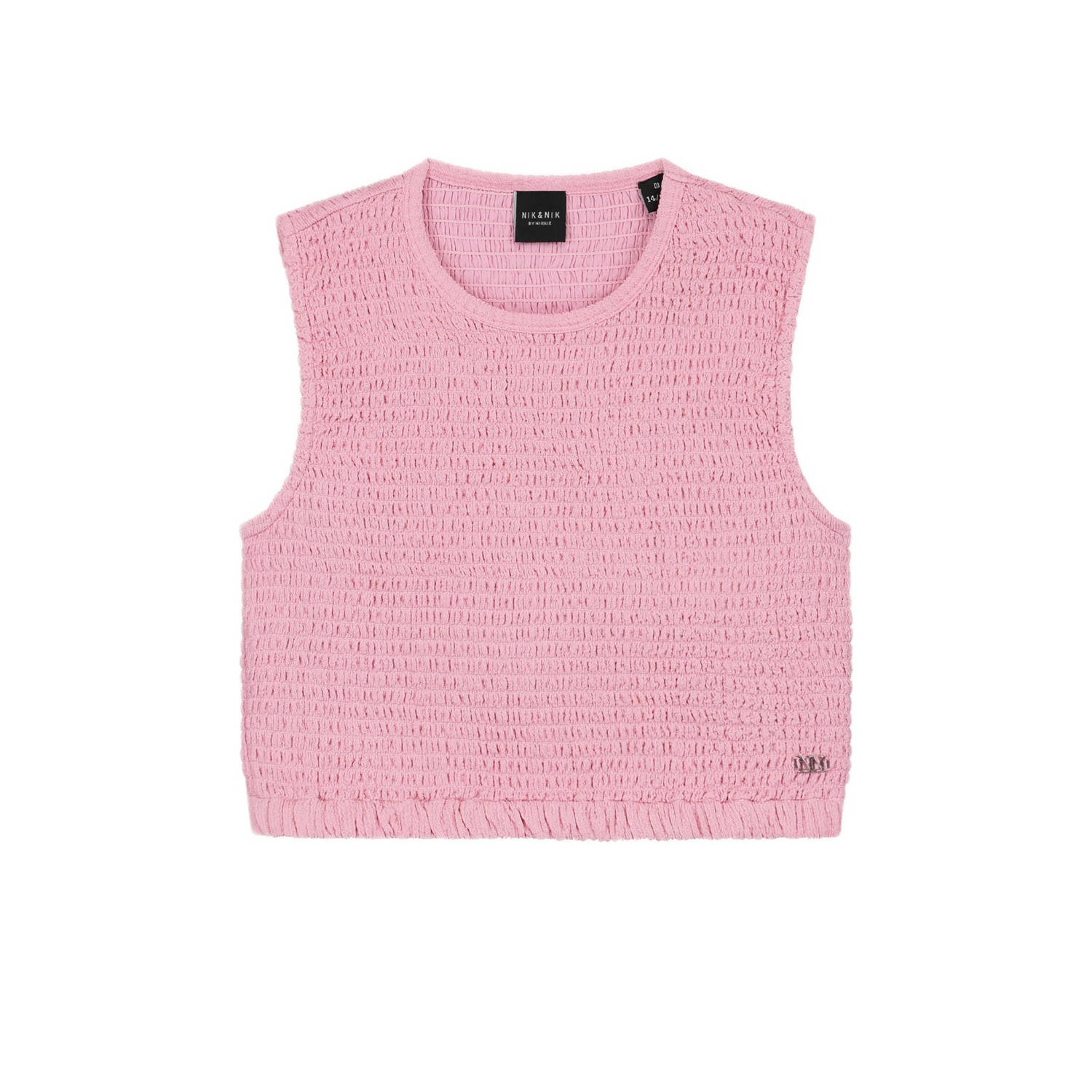 NIK&NIK crop top zoetroze Meisjes Polyester Ronde hals Effen 152