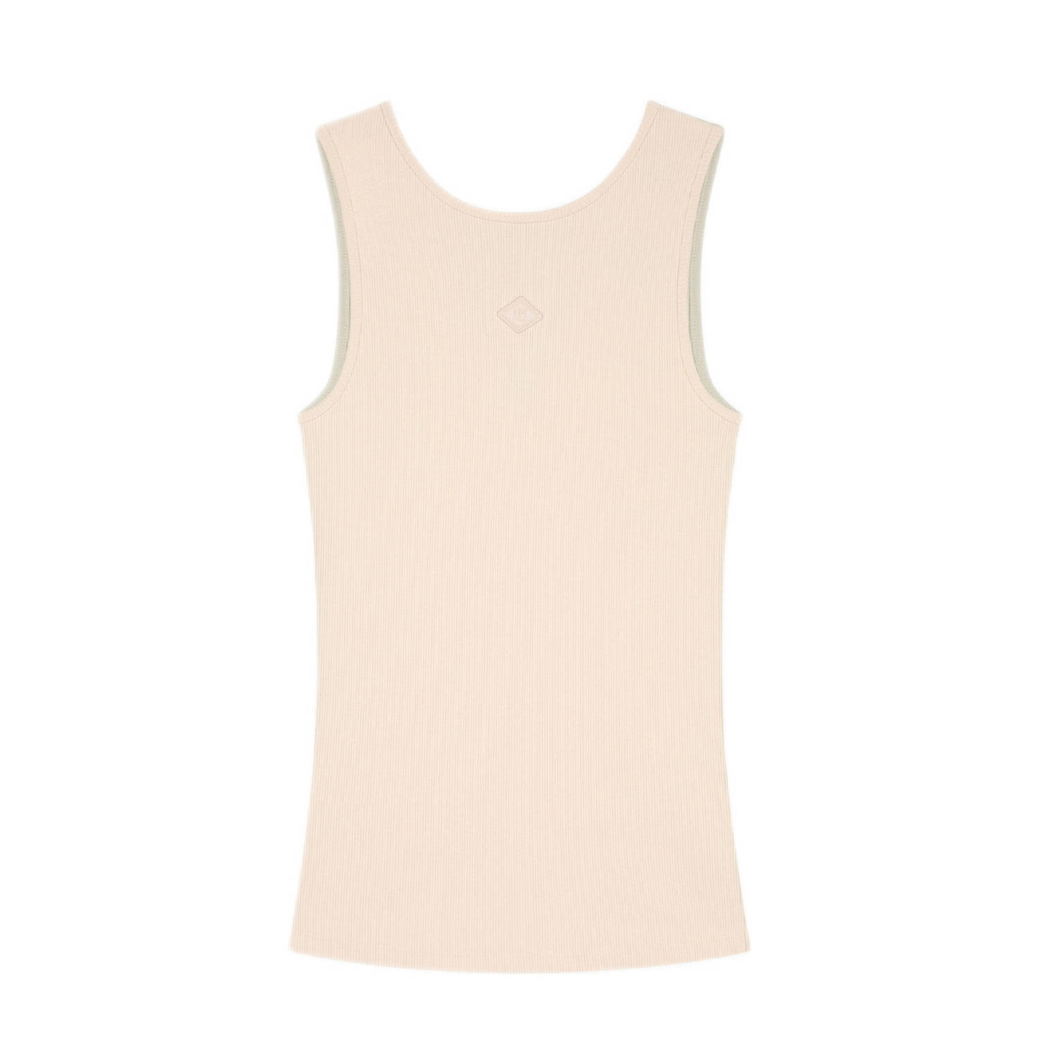 NIK&NIK ribgebreid T-shirt Bella met open rug ecru Meisjes Stretchkatoen Ronde hals 128