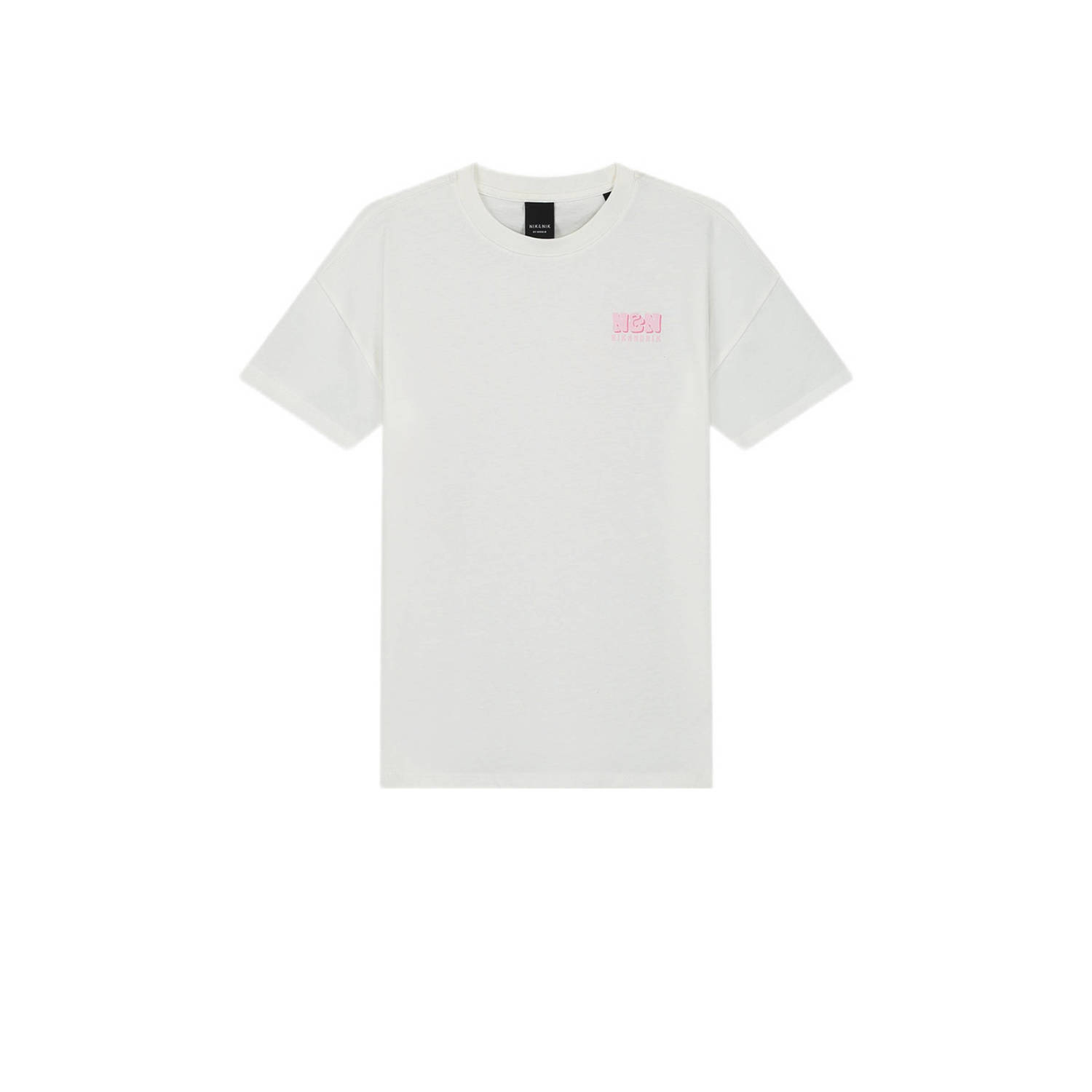 NIK&NIK T-shirt Dolphin met backprint offwhite zoetroze Wit Meisjes Katoen Ronde hals 152