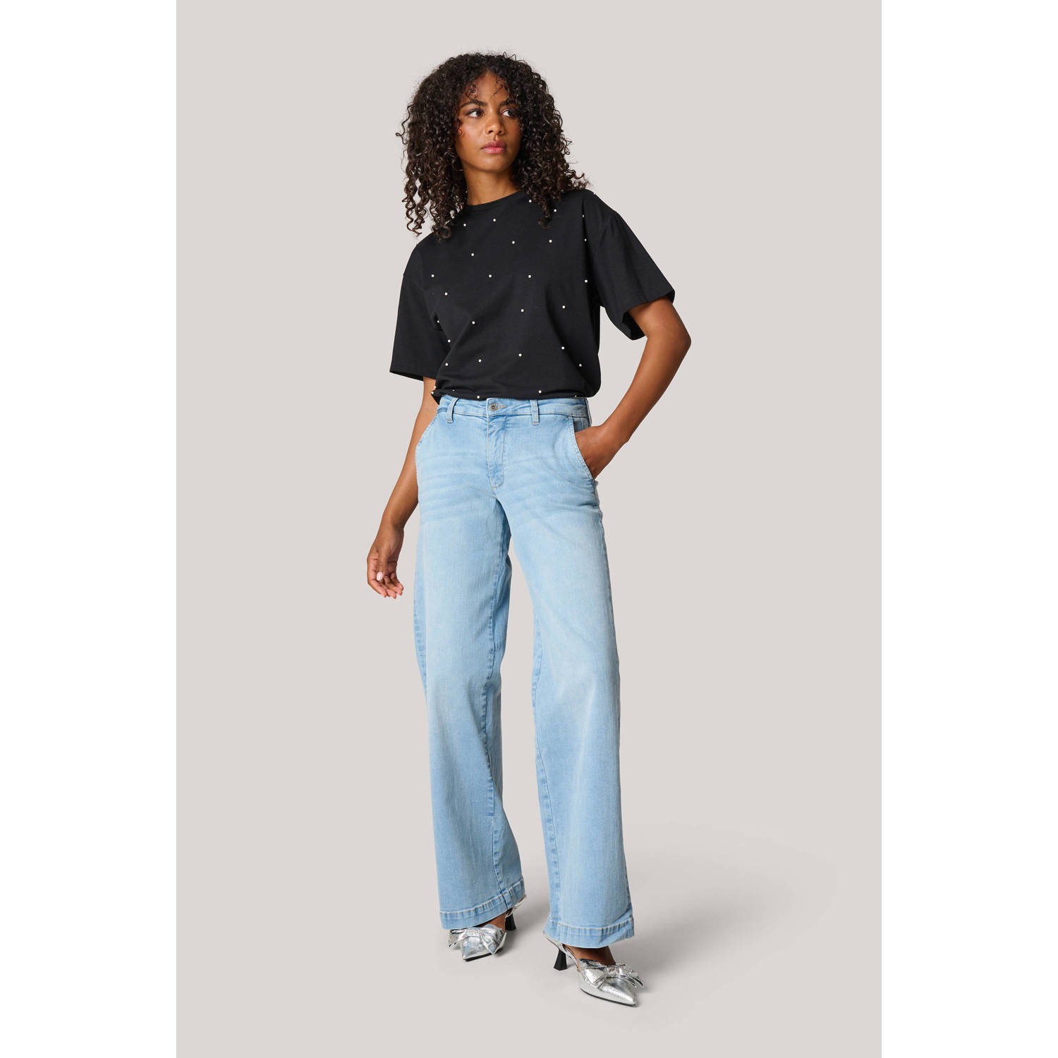 Shoeby high waist wide leg jeans light blue denim