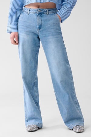 high waist wide leg jeans light blue denim