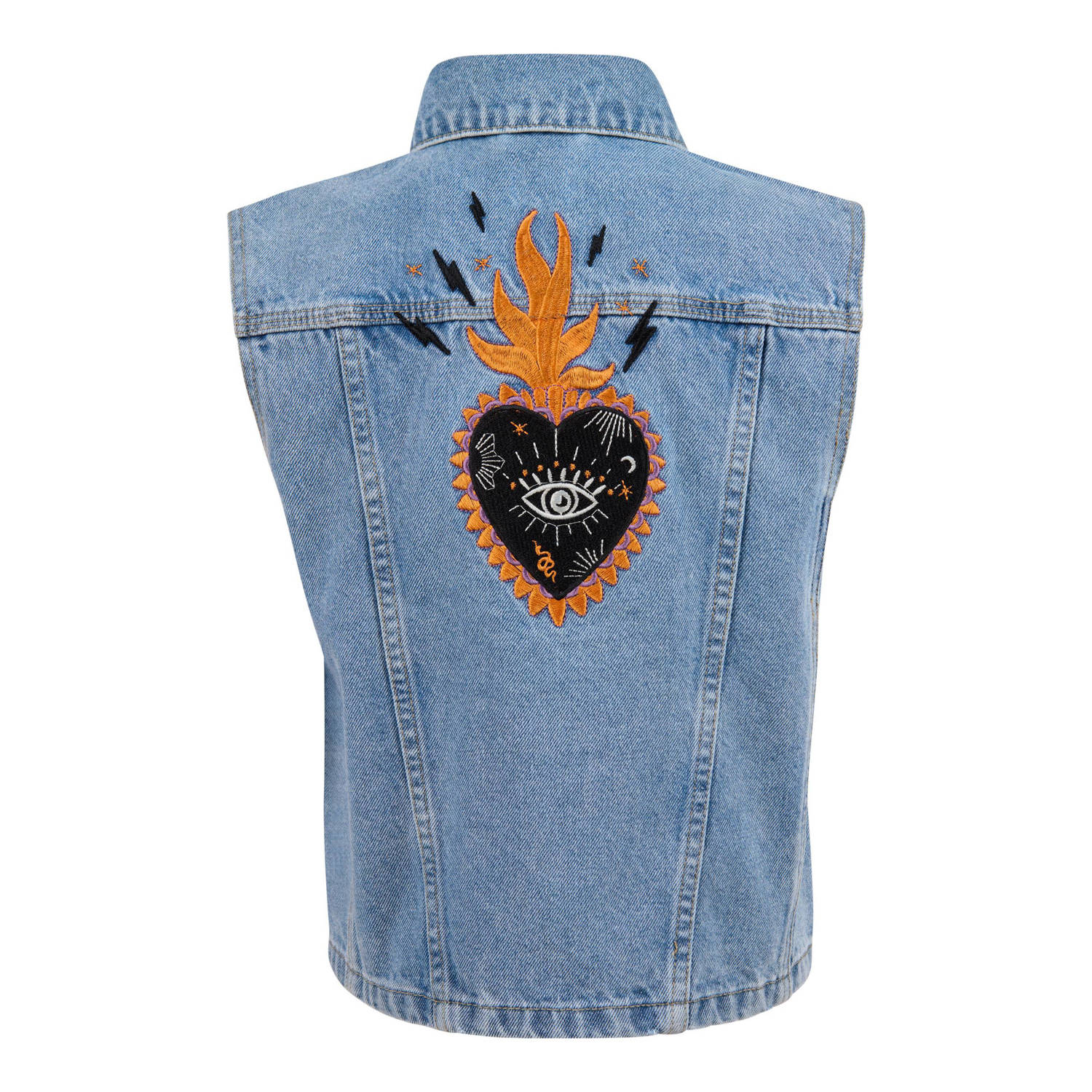 Shoeby gilet met backprint medium blue denim