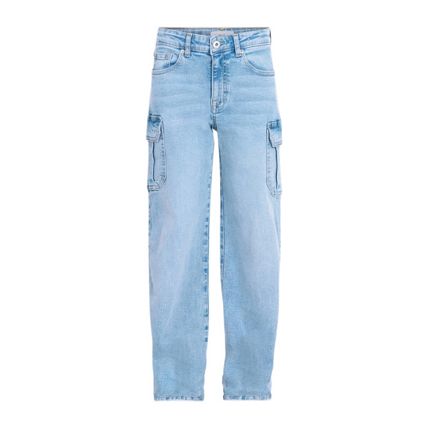Shoeby high waist loose fit jeans mediumstone Blauw Meisjes Katoen Effen 104