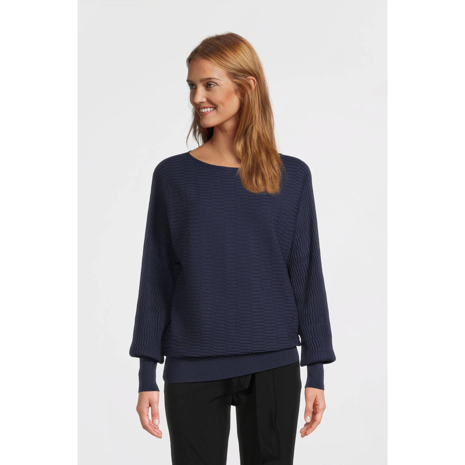 Imagine trui met vleermuismouwen marineblauw