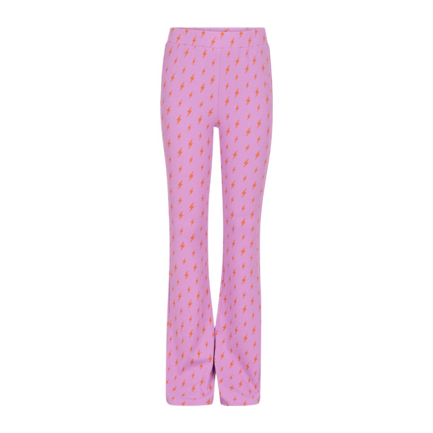 Shoeby flared broek met all over print lila oranje Paars Meisjes Polyester 110 116