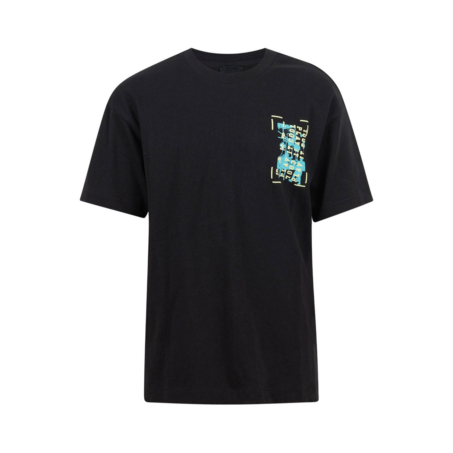 Shoeby T-shirt met backprint zwart Jongens Katoen Ronde hals Backprint 146 152
