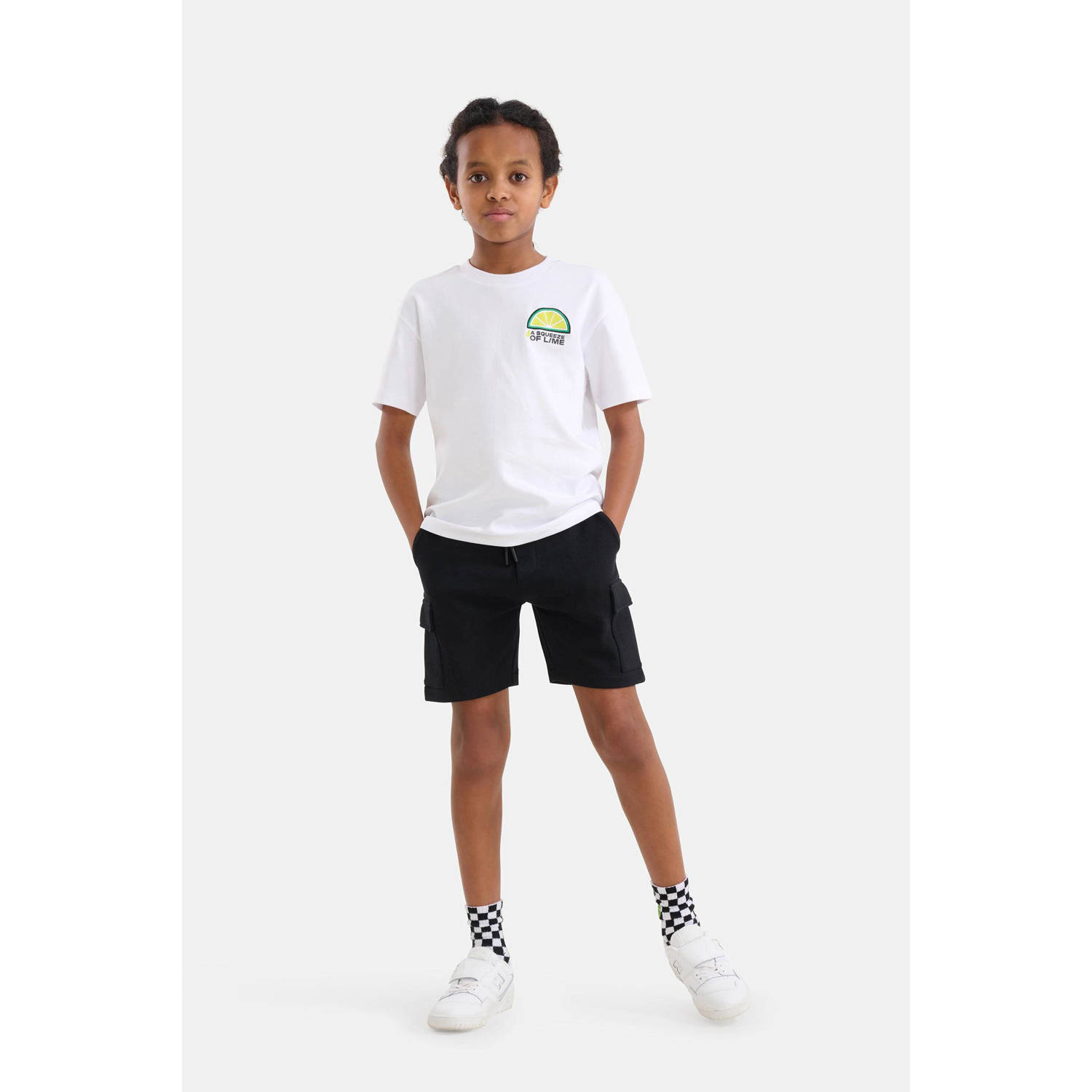 Shoeby regular waist regular fit cargo short zwart