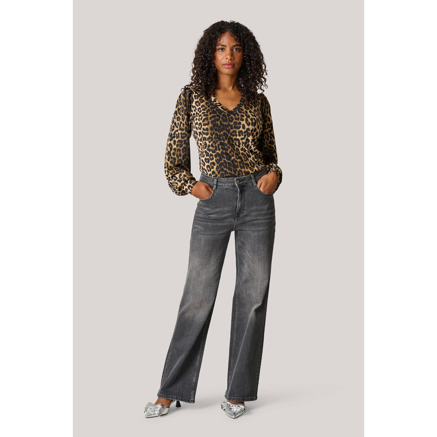 Shoeby high waist wide leg jeans grey denim