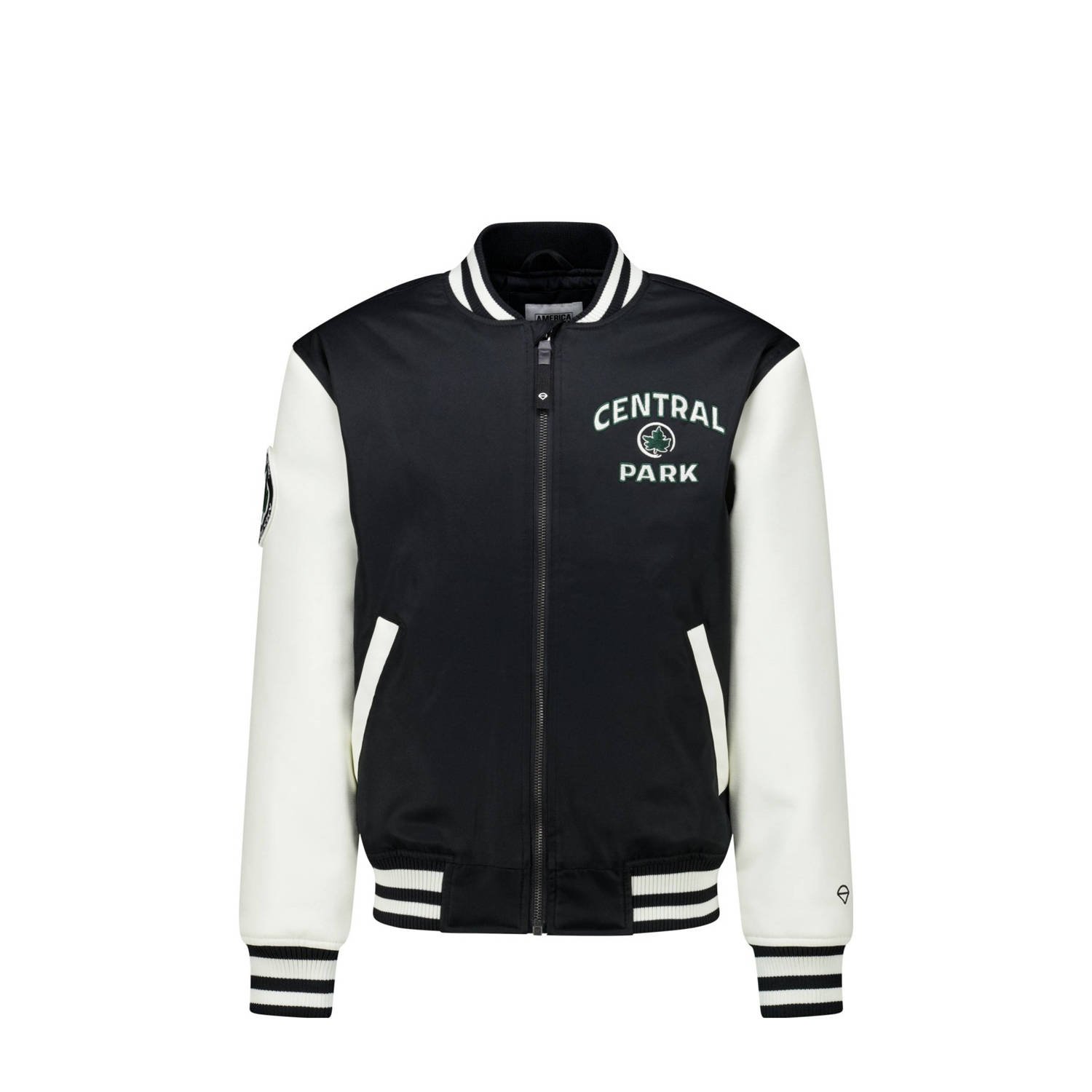 America Today baseball jacket zwart Jas Jongens Polyester Ronde hals Backprint 122 128