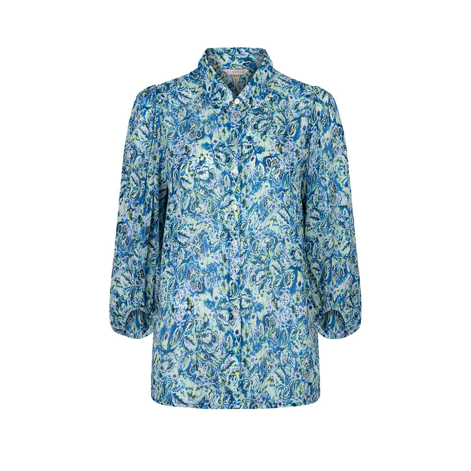 Esqualo blouse met all over print blauw