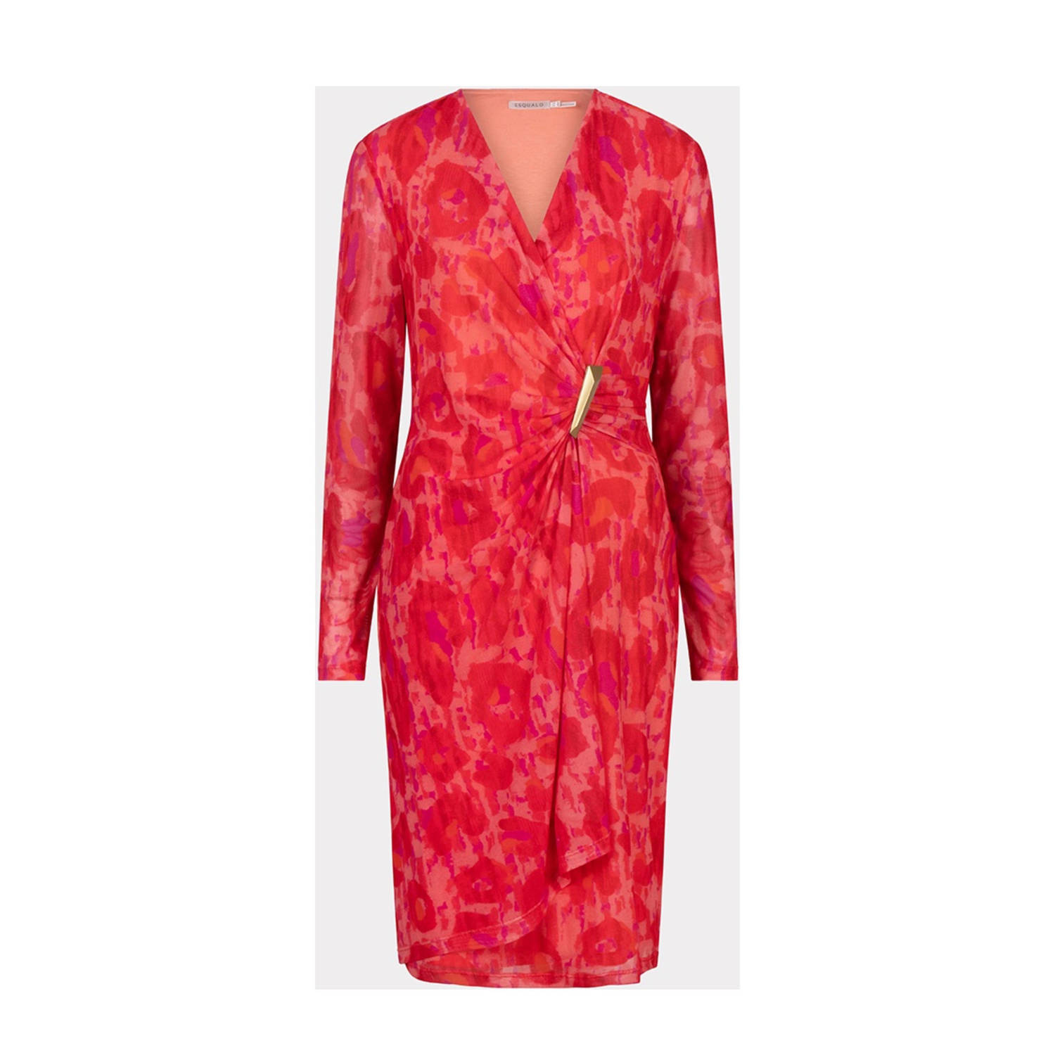 Esqualo jurk met all over print roze rood