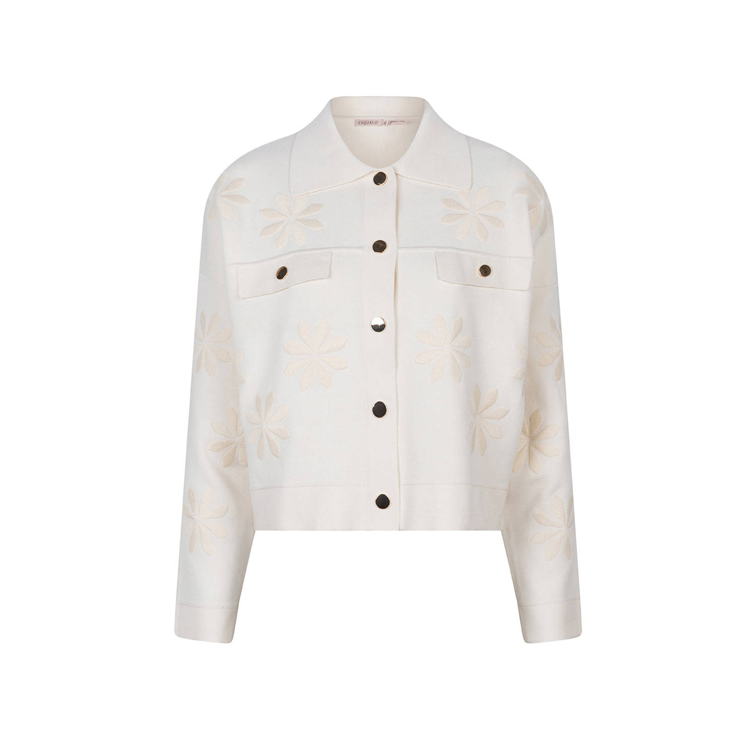 Esqualo vest Cardigan boxy embroidery Sp24.27011 168 light sand White Heren