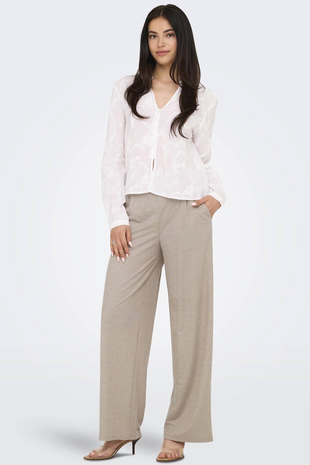JDY loose fit broek JDYBIRDIE beige