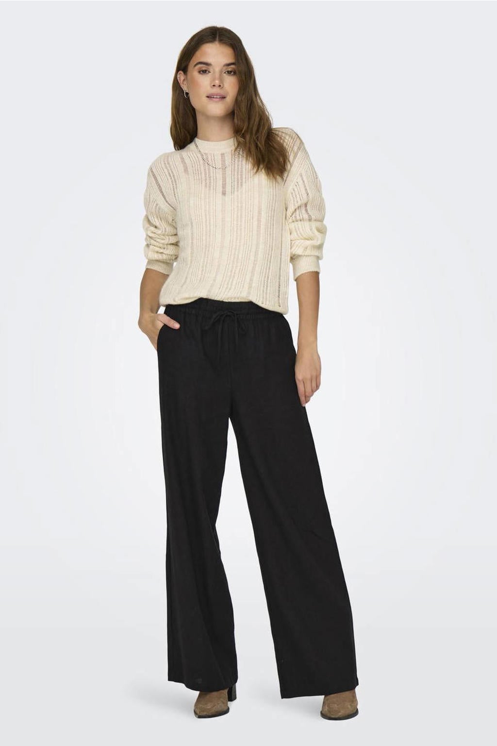 JDY high waist loose fit broek JDYSAY zwart