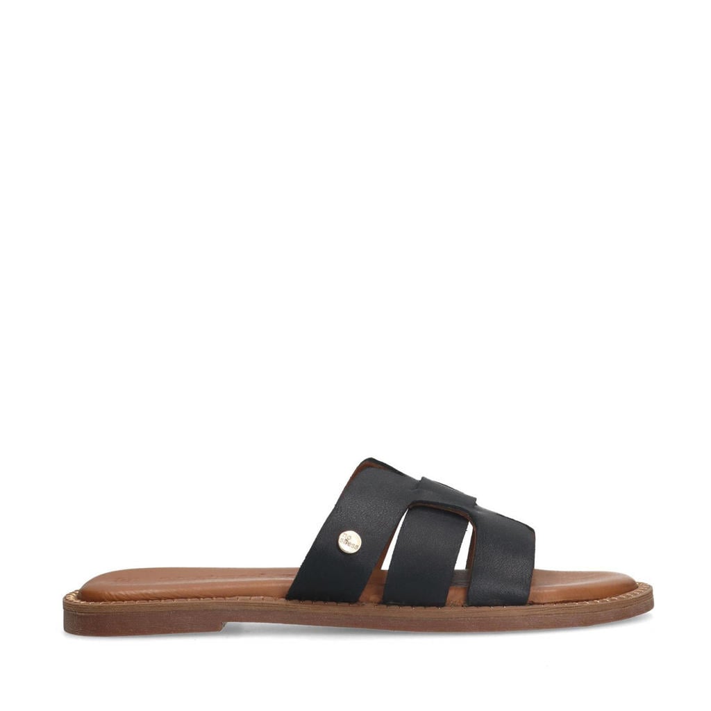 Zwarte dames No Stress leren slippers