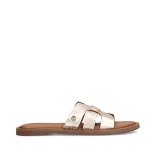 leren slippers goud