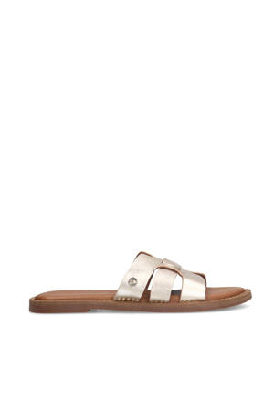 leren slippers goud