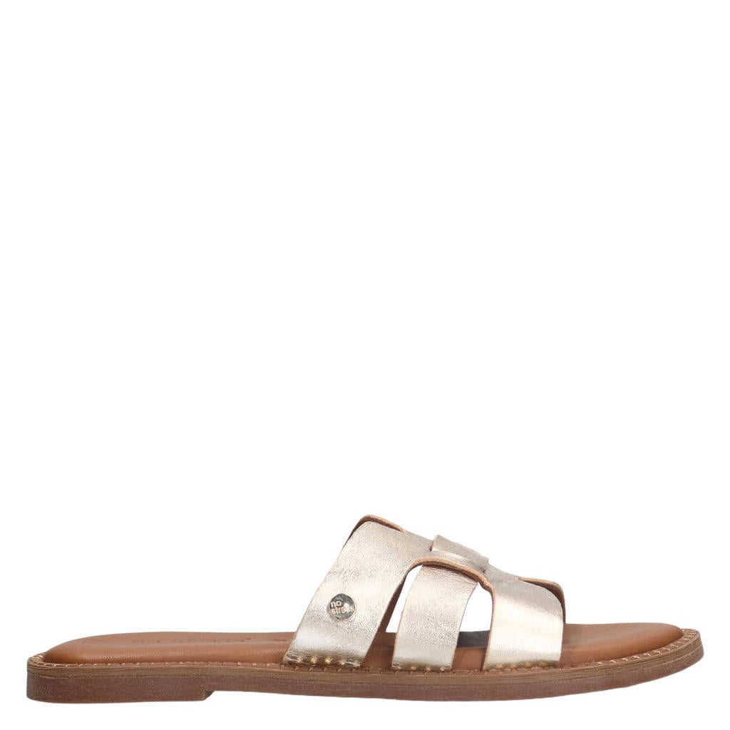 No Stress leren slippers goud