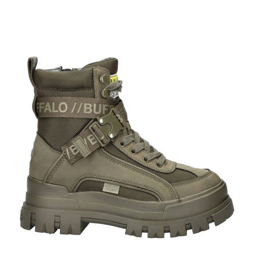 Buffalo Aspha Com 1 chunky veterboots kaki afbeelding